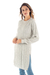100% baby alpaca sweater, 'Long Lines in Grey' - Baby Alpaca Grey Tunic Sweater Dress (image 2c) thumbail