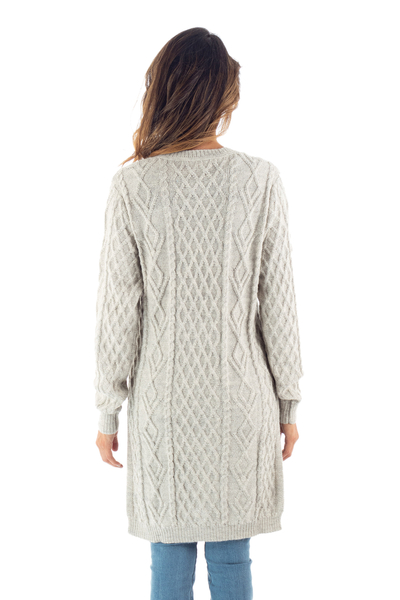 Baby Alpaca Grey Tunic Sweater Dress - Long Lines in Grey | NOVICA