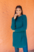 100% baby alpaca sweater dress, 'Winter Teal' - Baby Alpaca Teal Cable Knit Tunic Sweater Dress (image 2) thumbail