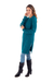 100% baby alpaca sweater dress, 'Winter Teal' - Baby Alpaca Teal Cable Knit Tunic Sweater Dress (image 2b) thumbail