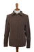 Men's 100% alpaca pullover sweater, 'Woodland Walk in Mushroom' - Brown Men's 100% Alpaca Sweater thumbail