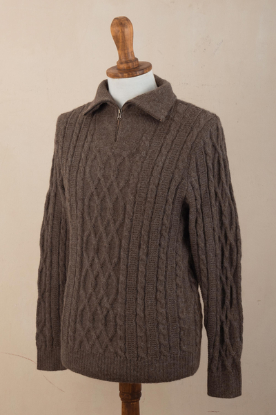 Jersey de hombre 100% alpaca - Sweater Marron Hombre 100% Alpaca