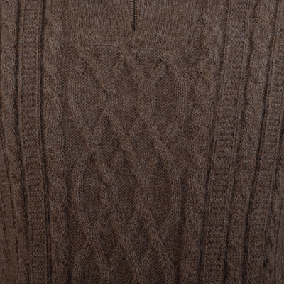Men's 100% alpaca pullover sweater, 'Woodland Walk in Mushroom' - Brown Men's 100% Alpaca Sweater