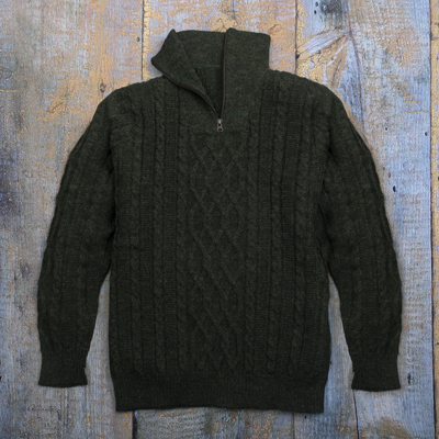 Jersey de hombre 100% alpaca - Sweater de Hombre de Alpaca con Cremallera