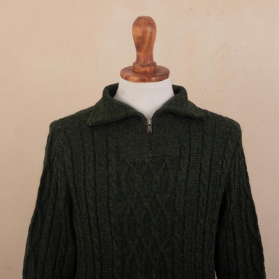 Herrenpullover aus 100 % Alpaka - Alpaka-Pullover für Herren mit Reißverschluss