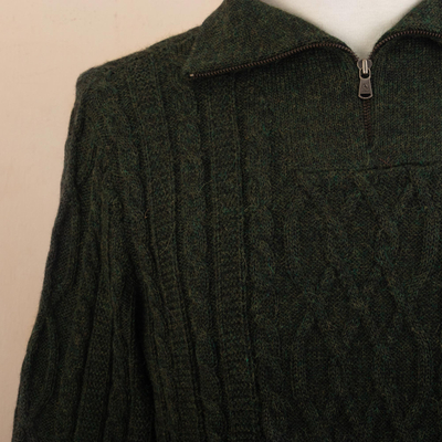 Jersey de hombre 100% alpaca - Sweater de Hombre de Alpaca con Cremallera