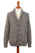 Men's 100% baby alpaca cardigan sweater, 'Geometric Alpaca' - Men's Button Front Grey Baby Alpaca Cardigan Sweater (image 2a) thumbail