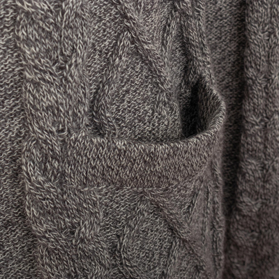 Men's Button Front Grey Baby Alpaca Cardigan Sweater - Geometric Alpaca ...