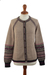 100% alpaca cardigan sweater, 'Tribal Taupe' - 100% Alpaca Cardigan Sweater with Geometric Patterns thumbail