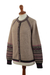 100% alpaca cardigan sweater, 'Tribal Taupe' - 100% Alpaca Cardigan Sweater with Geometric Patterns (image 2e) thumbail