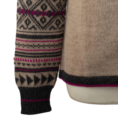 Suéter cárdigan 100% alpaca - Cárdigan 100% Alpaca con Estampados Geométricos