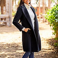 Baby alpaca blend long coat, Classically Chic in Black