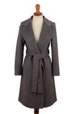 Baby alpaca blend long coat, 'Classically Chic in Grey' - Grey Baby Alpaca Blend Long Wrap Coat