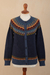Alpaca cardigan sweater, 'Andean Alpine' - 100% Alpaca Yoke Cardigan Sweater with Buttons From Peru (image 2d) thumbail