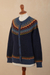 Alpaca cardigan sweater, 'Andean Alpine' - 100% Alpaca Yoke Cardigan Sweater with Buttons From Peru (image 2e) thumbail