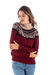 100% alpaca sweater, 'Mountain Snowflakes in Brick' - Turtleneck 100% Alpaca Sweater (image 2a) thumbail
