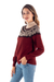 100% alpaca sweater, 'Mountain Snowflakes in Brick' - Turtleneck 100% Alpaca Sweater (image 2d) thumbail