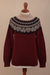 100% alpaca sweater, 'Mountain Snowflakes in Brick' - Turtleneck 100% Alpaca Sweater (image 2f) thumbail