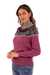 100% alpaca sweater, 'Mountain Snowflakes in Rose' - Turtleneck Sweater in 100% Alpaca (image 2d) thumbail