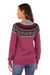 100% alpaca sweater, 'Mountain Snowflakes in Rose' - Turtleneck Sweater in 100% Alpaca (image 2e) thumbail