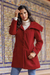 Alpaca blend coat, 'Red Classic' - Red Baby Alpaca and Wool Coat with Flared Design from Peru (image 2b) thumbail