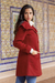 Alpaca blend coat, 'Red Classic' - Red Baby Alpaca and Wool Coat with Flared Design from Peru (image 2c) thumbail