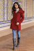 Alpaca blend coat, 'Red Classic' - Red Baby Alpaca and Wool Coat with Flared Design from Peru (image 2e) thumbail