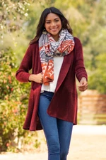 Alpaca blend cardigan sweater, 'Red Wrap' - Alpaca Blend Red Open Cardigan Sweater From Peru