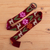 Embroidered wool belt, 'Llamas on Claret' - Wool Belt with Llama Embroidery thumbail