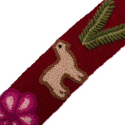 Cinturón de lana bordado - Cinturón de Lana con Bordado de Llamas