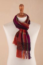 100% alpaca scarf, 'Joyous Colors' - Multicolored 100% Alpaca Scarf