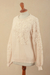 100% baby alpaca sweater, 'Elegant Blossoms' - Hand Embroidered Ivory Baby Alpaca Pullover Sweater (image 2f) thumbail