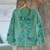 Pima cotton cardigan, 'Jade Garden' - Green Floral Cotton Cardigan thumbail