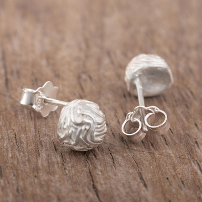 Sterling silver stud earrings, 'Mountain Maze' - Modern Sterling Stud Earrings