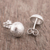 Sterling silver stud earrings, 'Moonscape' - Stippled Sterling Silver Earrings (image 2b) thumbail