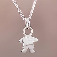 Sterling silver pendant necklace, 'Beautiful Boy' - Boy Pendant Necklace in Sterling Silver