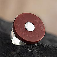 anillo cóctel jaspe - Anillo cóctel jaspe rojo