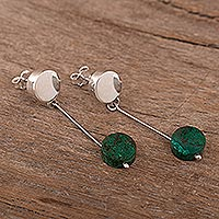 Chrysocolla dangle earrings, 'High Point in Green' - Modern Chrysocolla Earrings