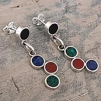 Pendientes colgantes con múltiples piedras preciosas - Pendientes colgantes hechos a mano con piedras preciosas