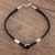 Leather and sterling silver pendant bracelet, 'Souls United' - Sterling Silver and Leather Bracelet (image 2b) thumbail