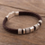 Leather and sterling silver pendant bracelet, 'Texture Trends' - Leather and Silver Wristband Bracelet (image 2) thumbail