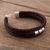 Leather and sterling silver pendant bracelet, 'Staccato' - Artisan Crafted Leather and Sterling Bracelet (image 2) thumbail