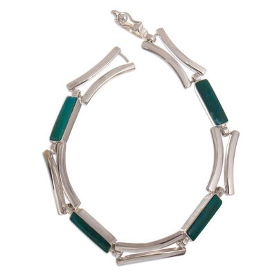 Chrysocolla link bracelet, 'Andean Arcs' - Link Bracelet with Chrysocolla
