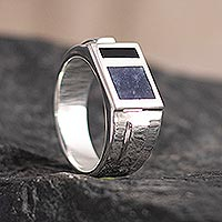 Featured review for Mens sodalite and obsidian signet ring, Window on the World