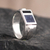 Men's sodalite and obsidian signet ring, 'Window on the World' - Men's Signet Ring with Sodalite and Obsidian (image 2) thumbail