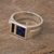 Men's sodalite and obsidian signet ring, 'Window on the World' - Men's Signet Ring with Sodalite and Obsidian (image 2b) thumbail