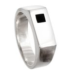 Men's obsidian signet ring, 'Black Box' - Modern Men's Obsidian Ring