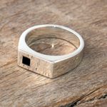 Men's obsidian signet ring, 'Black Box' - Modern Men's Obsidian Ring