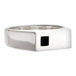 Men's obsidian signet ring, 'Black Box' - Modern Men's Obsidian Ring