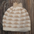 Hand-crocheted alpaca blend hat, 'Winter Fans' - Beige and White Knit Hat thumbail